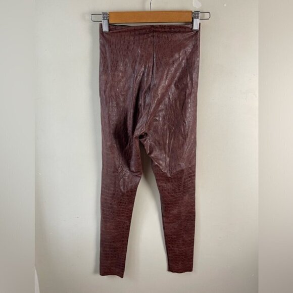 COMMANDO brown XS Croc-effect high-rise faux-leather leggings slimming - Picture 8 of 16